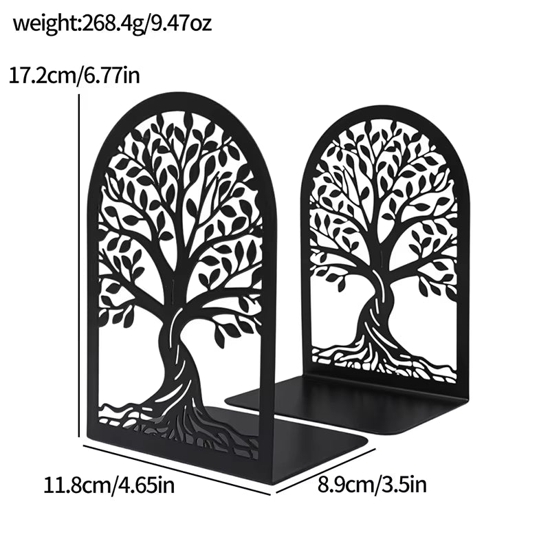 Decorative Bookends - Black Metal Tree of Life Book Ends