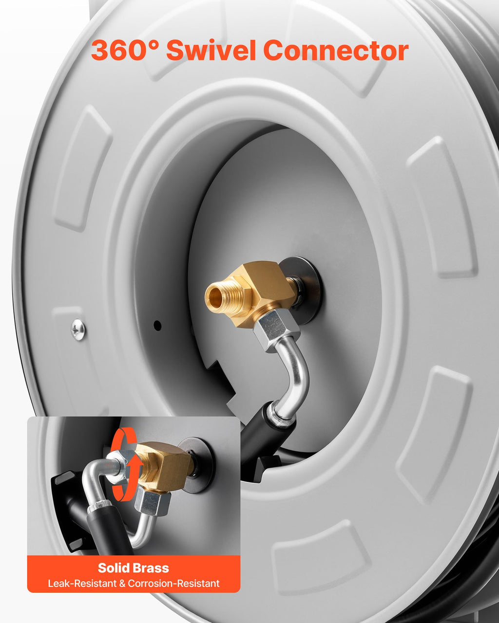 Retractable Pressure Washer Hose Reel 65 Ft Wall Or Floor Mount Steel – image 4