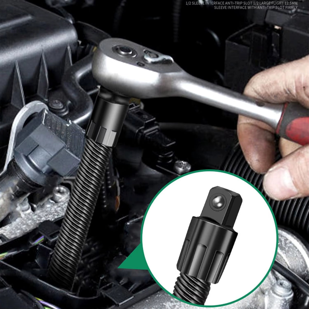 Mechanic Flexible Socket Extension Set, 1/2 in Drive Bendable Bar, 2 Pc – image 5