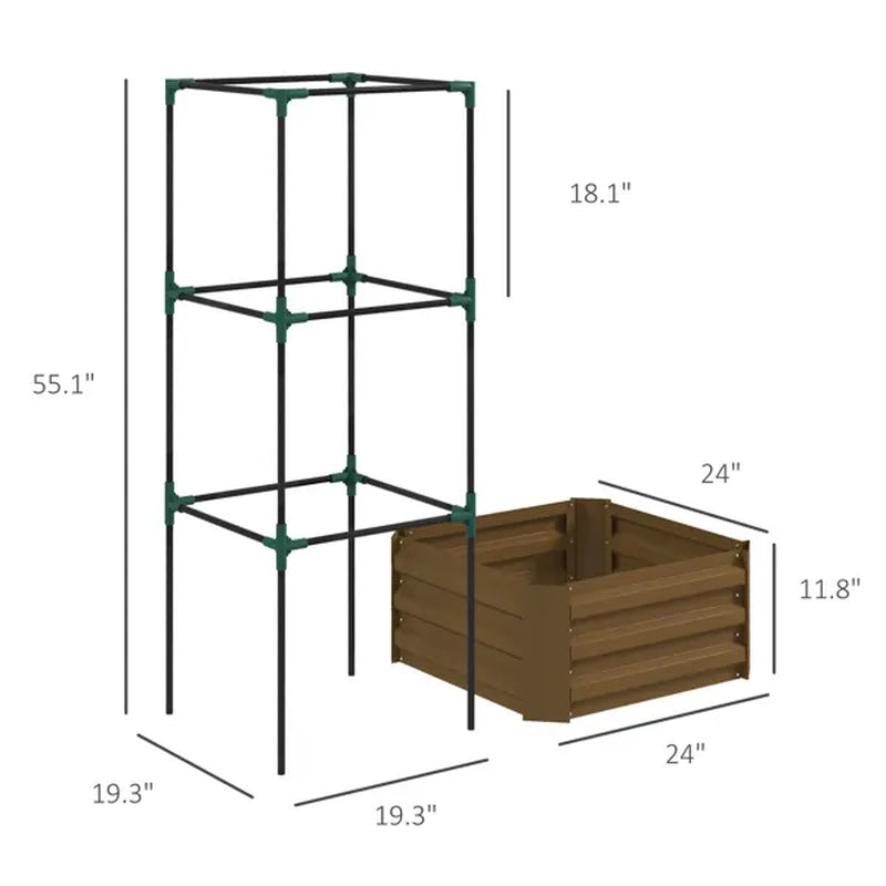 Square Raised Garden Bed with Tomato Cage Trellis, 24 x 24 in Steel – image 5