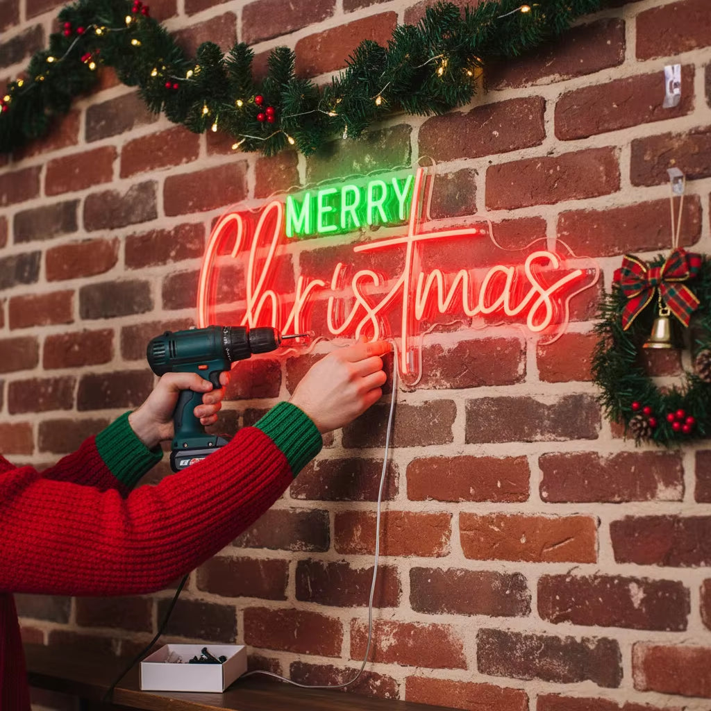 Merry Christmas Neon Sign, USB LED Wall Decor 16.5 x 6.7 in – image 5