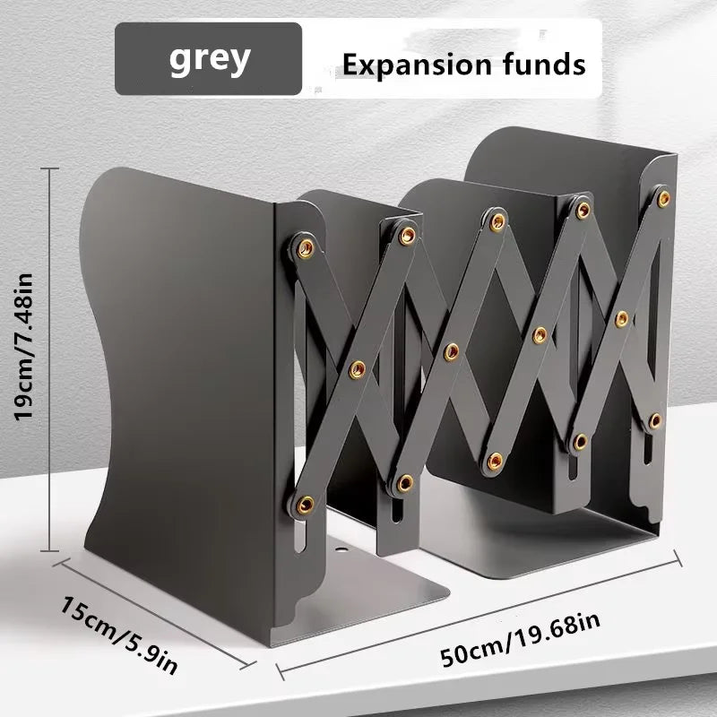 Retractable Metal Book Stand, Adjustable Desk Bookend
