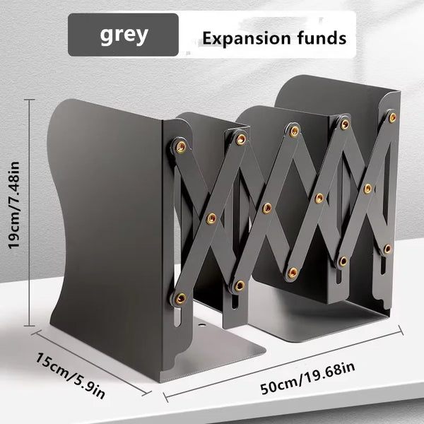 Retractable Metal Book Stand, Adjustable Desk Bookend