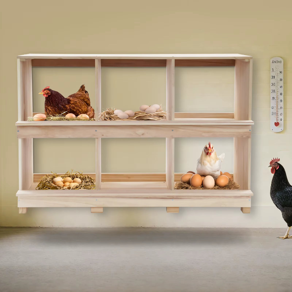 6 Compartment Solid Wood Chicken Nesting Box – image 5