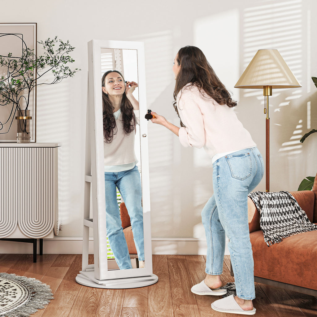 Rotating Standing Mirror Armoire with Magnetic Lock and Back Shelves – image 2