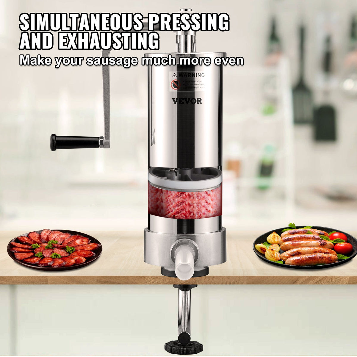 Vertical Sausage Stuffer 5 lb / 3 L, Stainless Steel with 3 Tubes – image 5