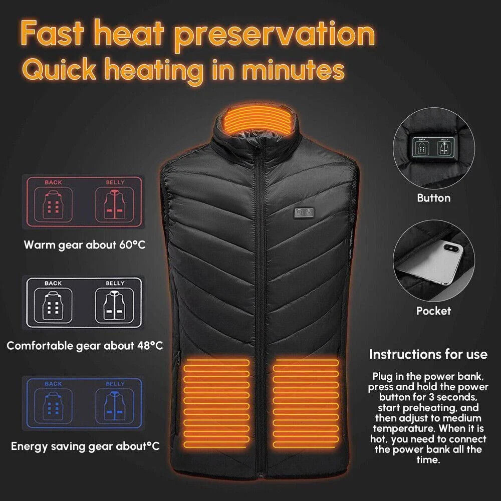 Heated Work Vest with 10000mAh Battery, 9 Heating Zones