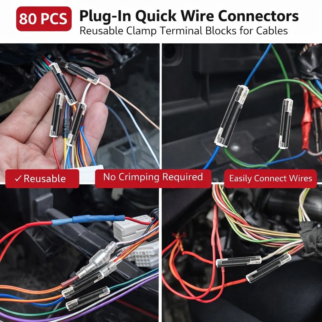 Electrical Quick Wire Connectors 80 Pcs - Reusable Lock Terminals