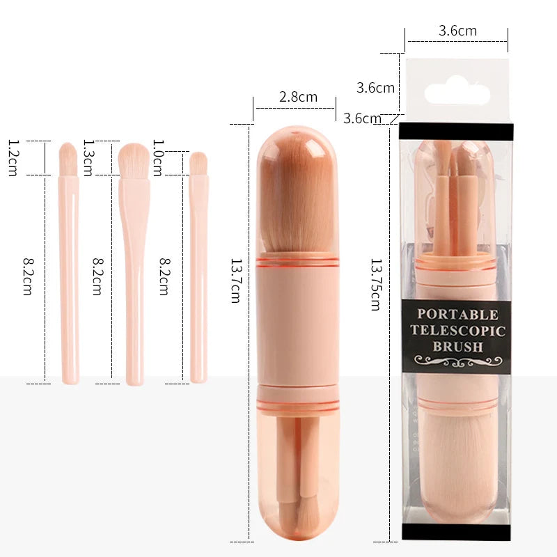 Travel Makeup Brush Set 4-in-1, Capped Portable Face Brushes – image 5