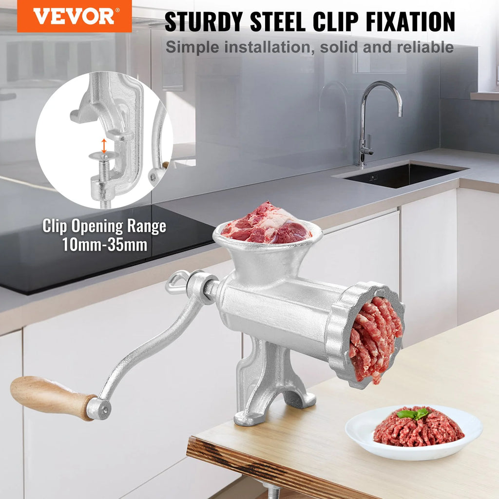 Manual Meat Grinder, Cast Iron Hand Mincer & Sausage Maker with Clamp