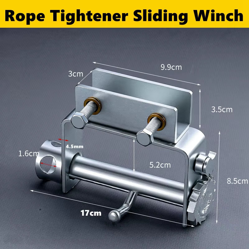 Oilfield Hotshot Sliding Strap Winch, Bolt-On Steel Flatbed Tie-Down Winch
