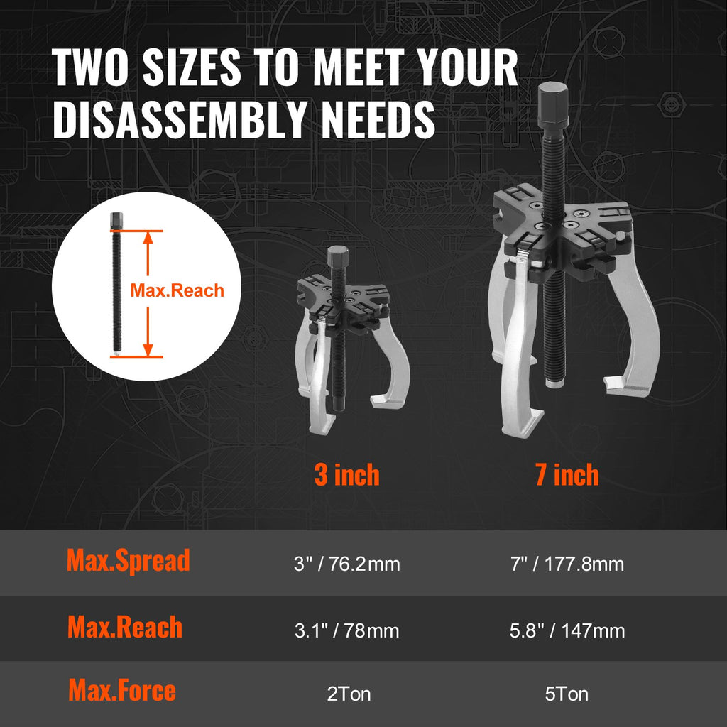 2-Piece Reversible Jaw Gear and Bearing Puller Set, 2 or 3 Jaw – image 10