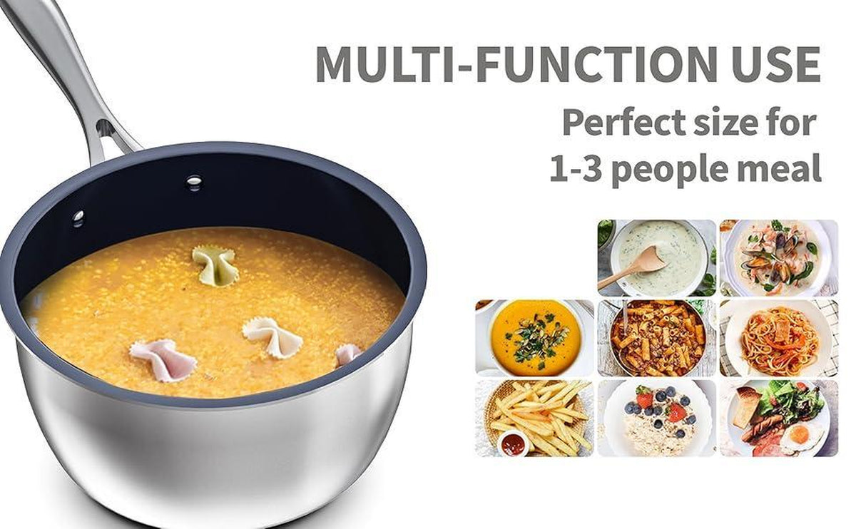 2.2 Quart Titanium Stainless Steel Saucepan With Glass Lid – image 3