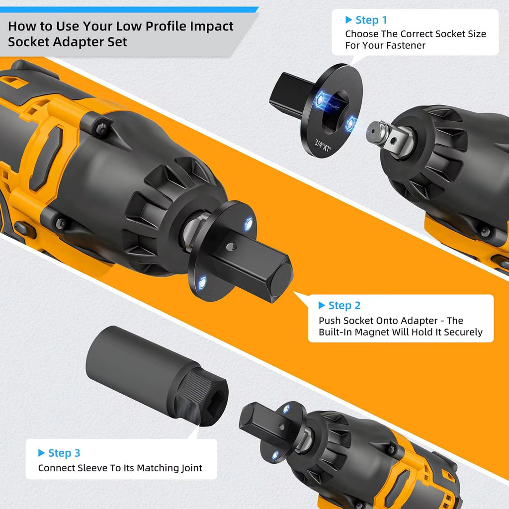 Low-Profile Impact Socket Adapter Set, 4-Piece Ratchet Drive Reducers – image 5