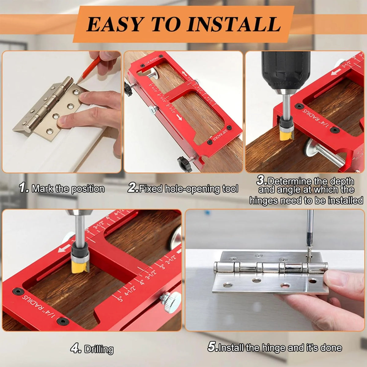 Door Hinge Jig – Aluminum Router Mortise Template Kit, 2.5–5 in – image 3