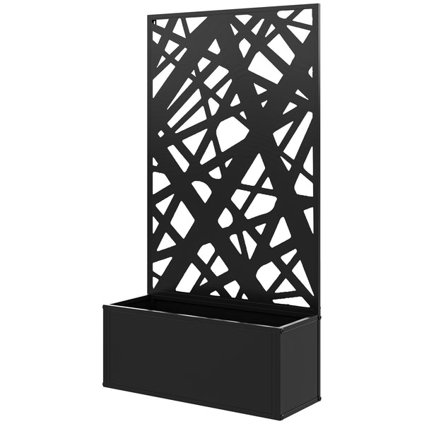 Metal Planter Box with Privacy Screen Trellis, 24 X 9.1 X 44.5 In