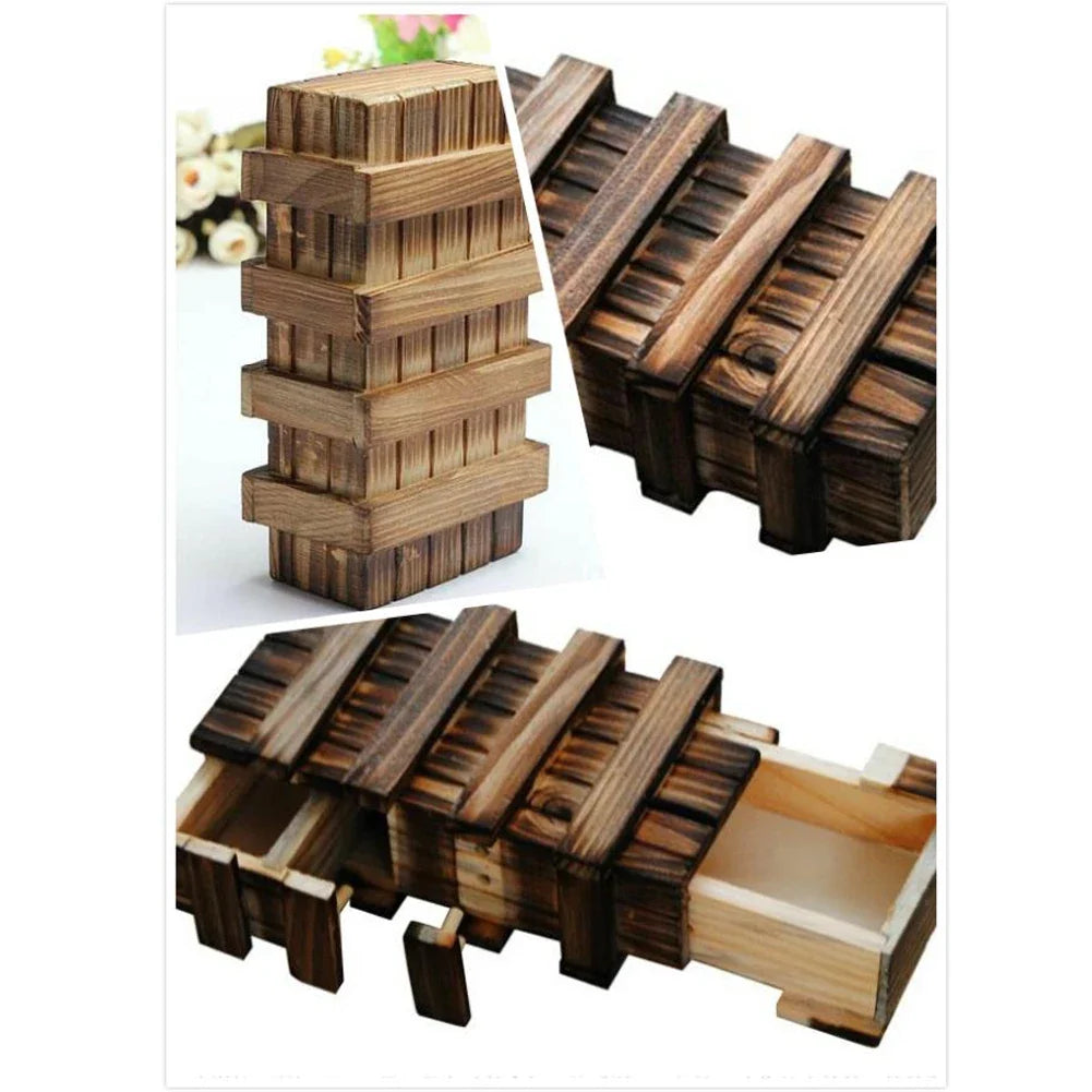 Wooden Puzzle Box - Secret Drawer Brain Teaser Gift Box