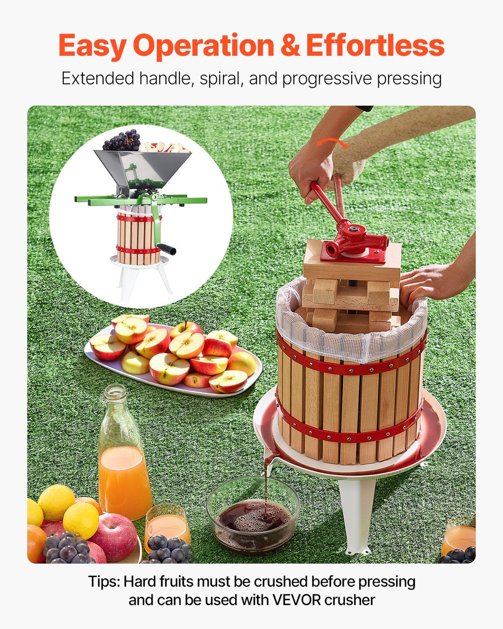 Fruit Wine Press 3.2 Gal (12 L) Beechwood Basket Cider & Juice Press – image 5