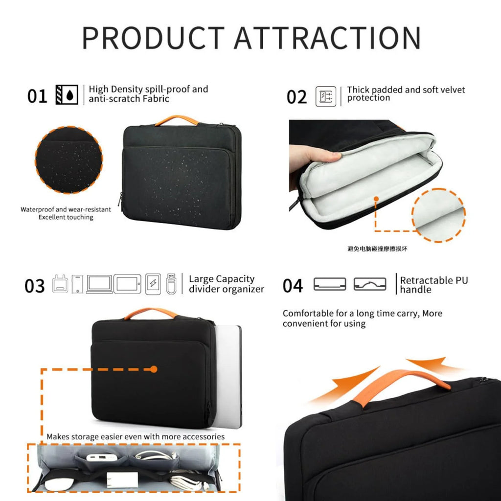 Water-Resistant Laptop Sleeve with Handle and Accessory Pocket – image 3