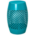 Outdoor Side Table 12 in - Steel Drum Patio End Table, Blue