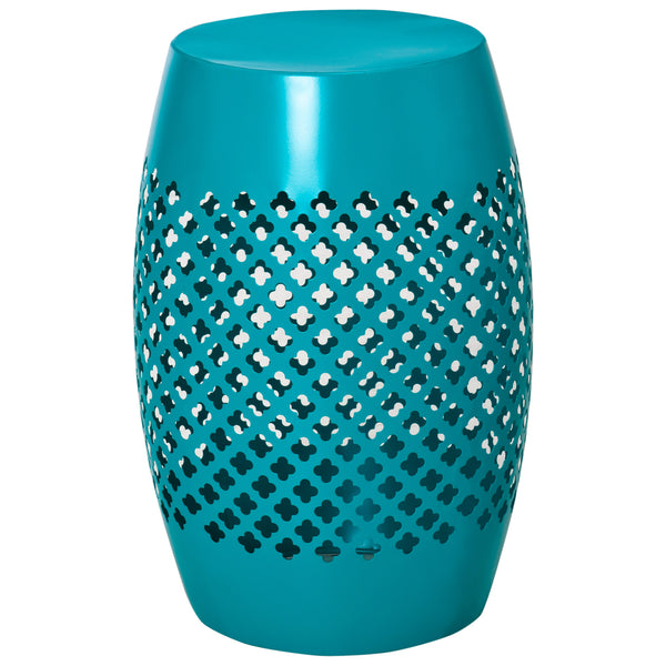 Outdoor Side Table 12 in - Steel Drum Patio End Table, Blue