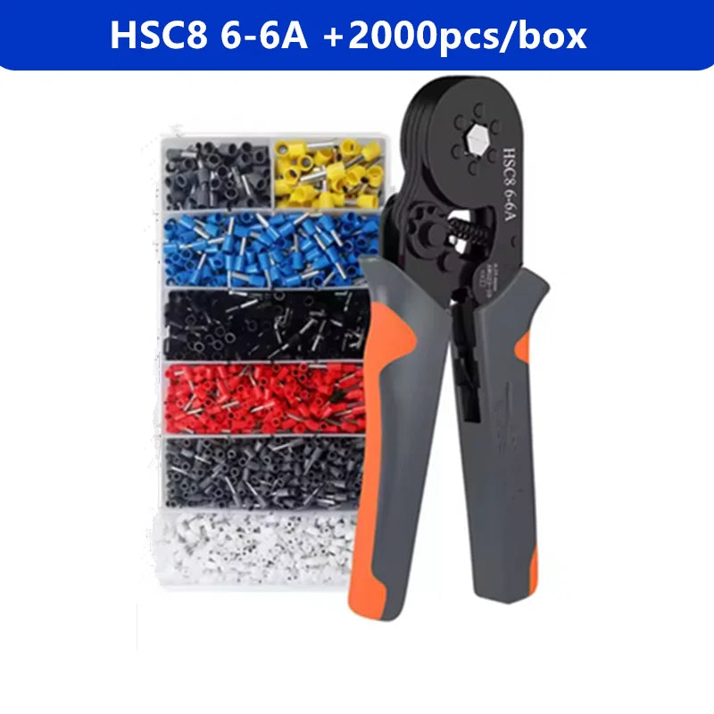 Ratcheting Ferrule Crimper Kit with Wire Ferrules, 23-10 AWG
