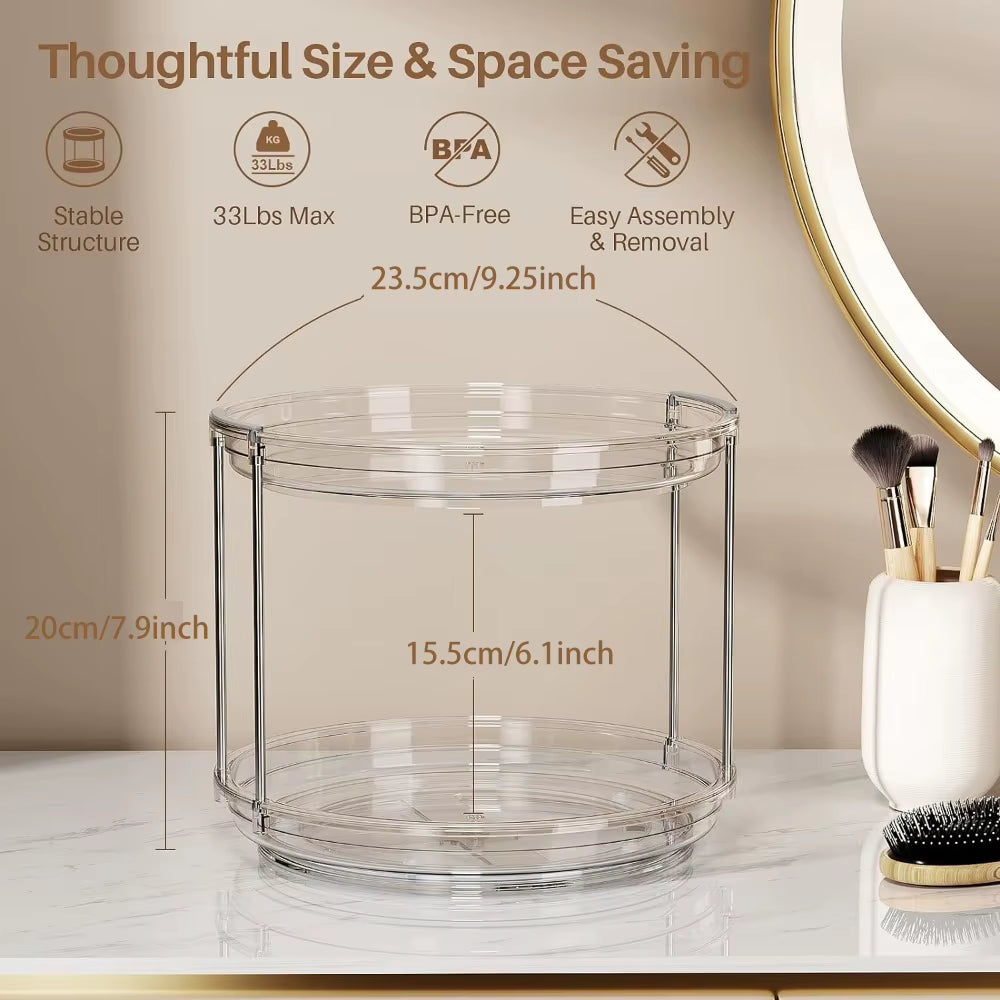 Lazy Susan Turntable Organizer - 2 Tier 9.25in Rotating Rack – image 4