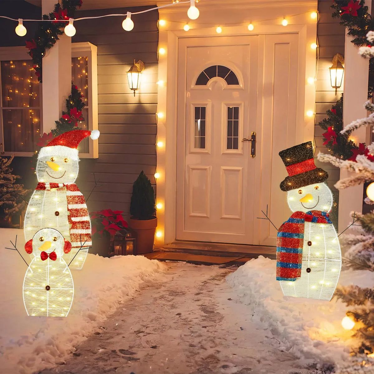 Lighted Snowman Family Yard Decoration Set of 3 With LED Strings – image 3