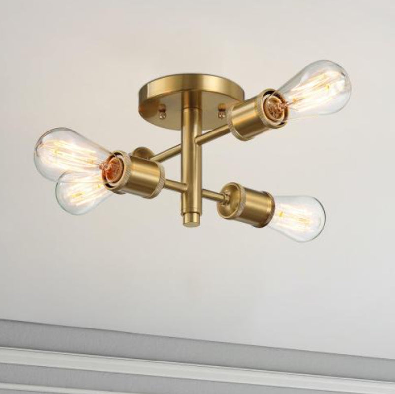 4-Light Antique Brass Semi Flush Mount Ceiling Light, 11 Inch – image 2