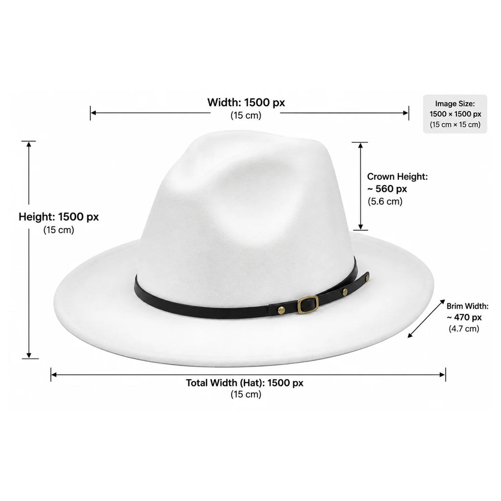 Wide Brim Fedora Hat – Black Faux Wool Panama Hat with Belt Band – image 2