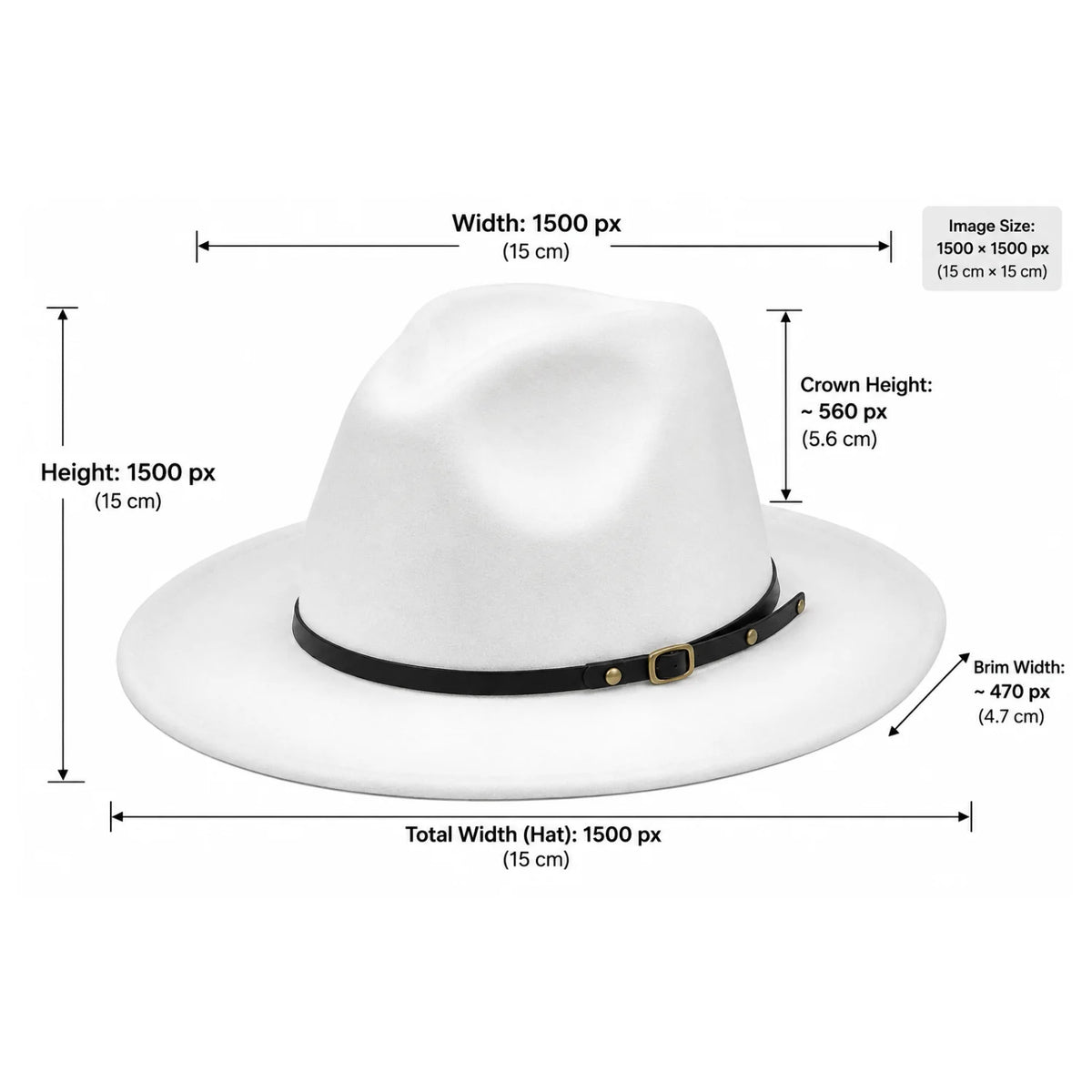Wide Brim Fedora Hat – Black Faux Wool Panama Hat with Belt Band – image 2