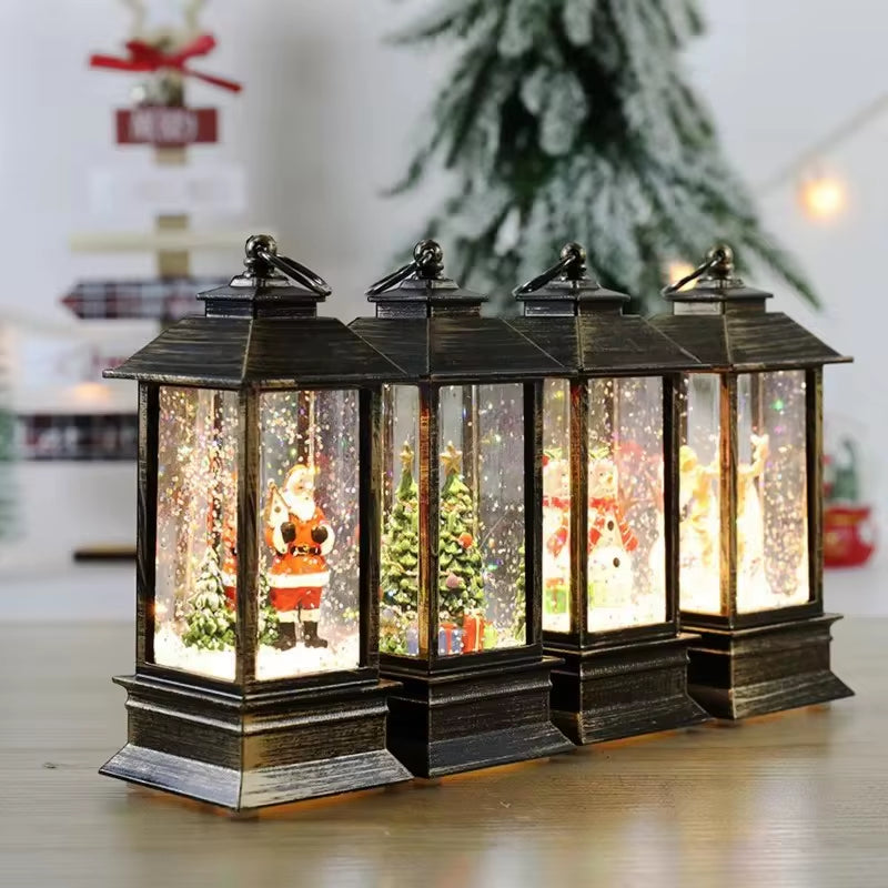 Santa & Snowman Hanging Christmas Lanterns