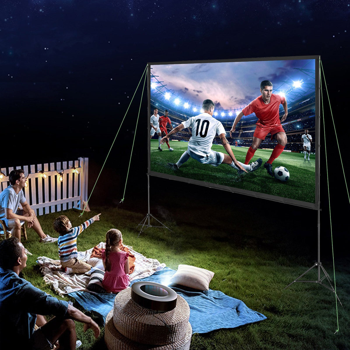 120 Inch Projector Screen with Stand, 16:9 Outdoor Movie Screen – image 1