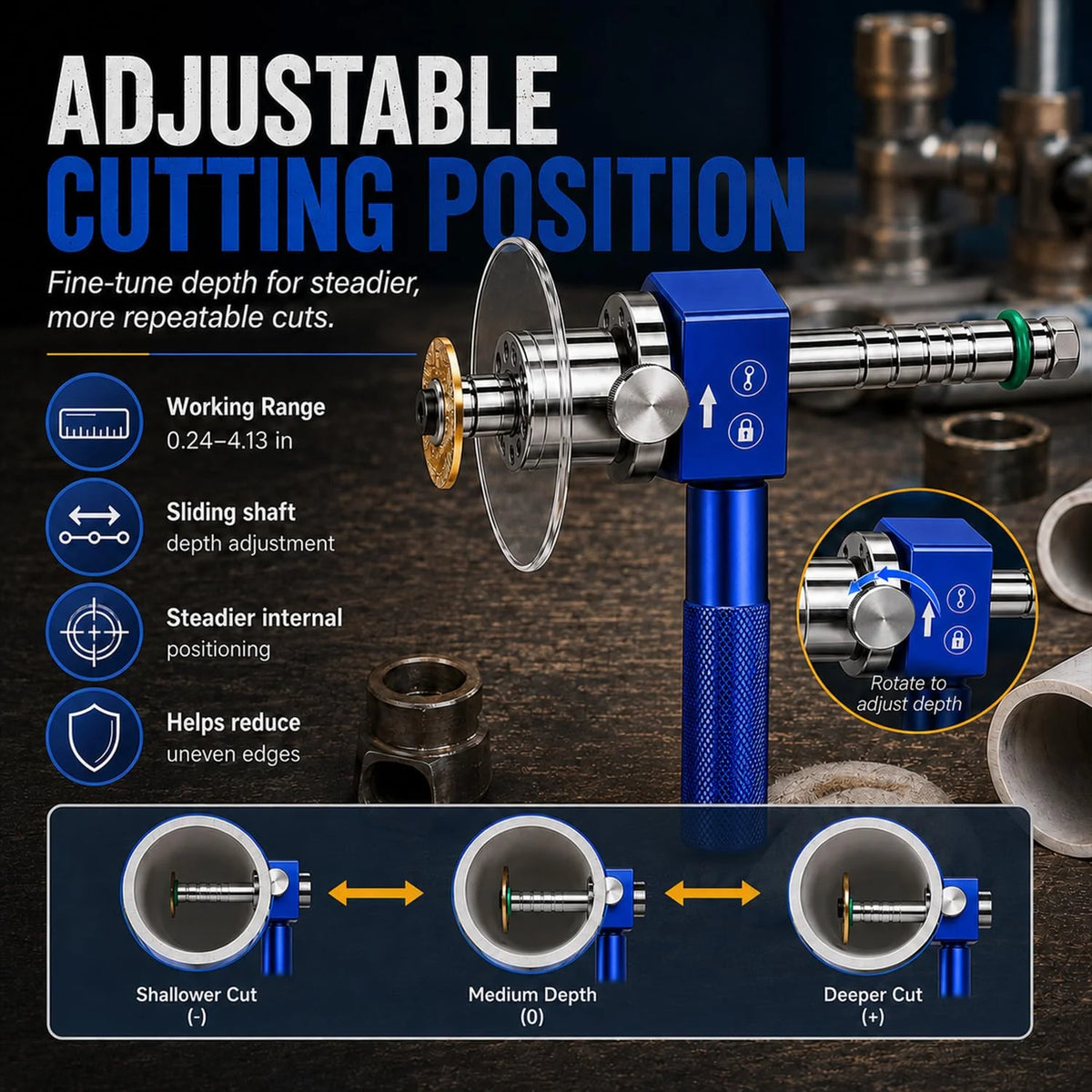 PVC Internal Pipe Cutter, 1-1/4 in Drill-Powered Inside Cutter – image 3