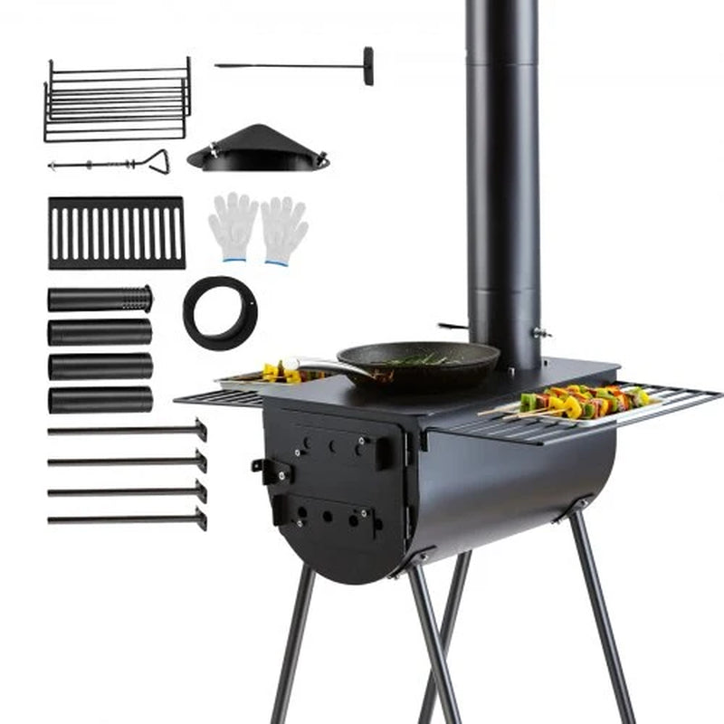 Hot Tent Wood Stove – Portable Camping Stove with 118 in Chimney