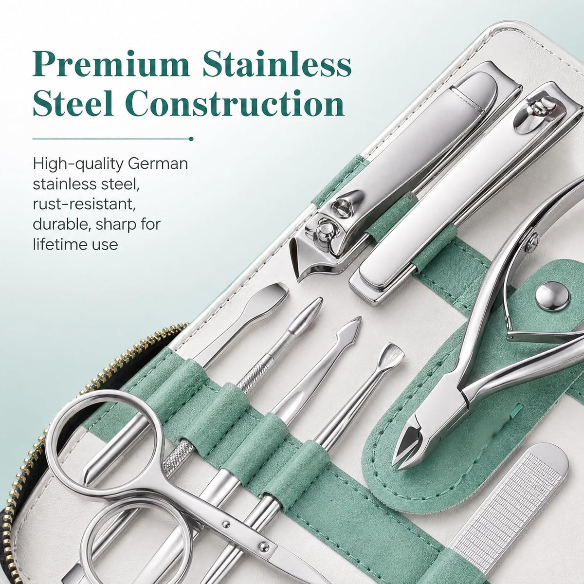 Nail Care Kit 11-in-1, Stainless Steel Clippers with Travel Case – image 3