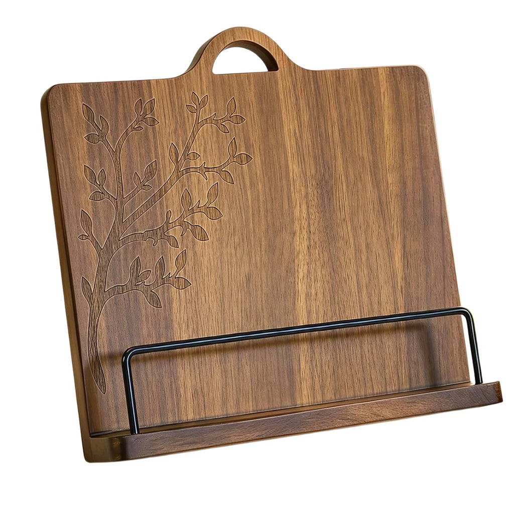 Cookbook Stand, Acacia Wood Recipe Book Holder for Counter