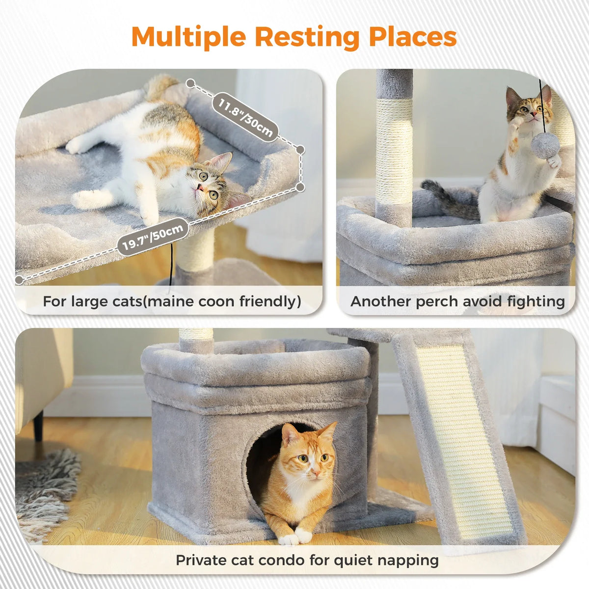 Small Cat Tree with Sisal Scratching Post and Wide Top Perch – image 2