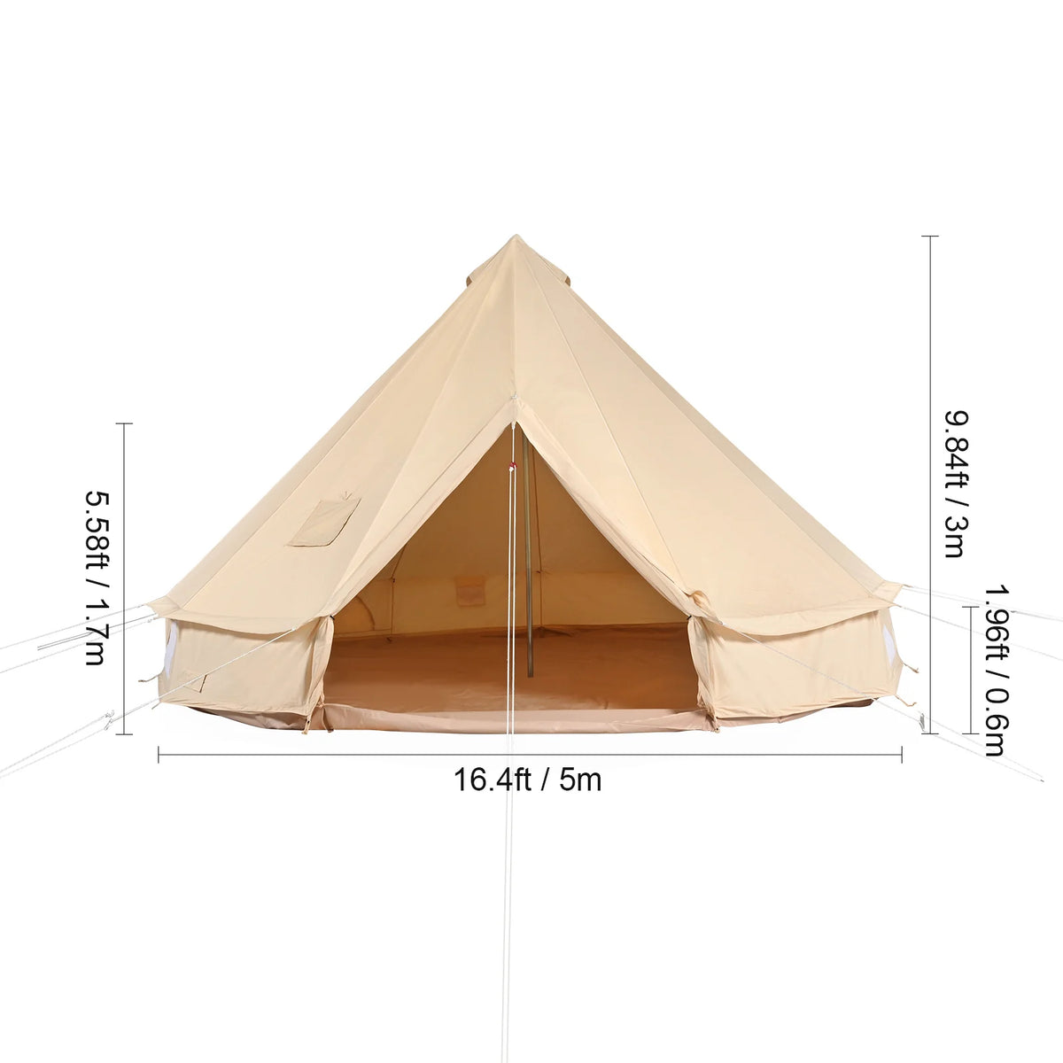 Canvas Bell Tent 16.4 ft, 4-Season Yurt Tent with Stove Jack – image 8