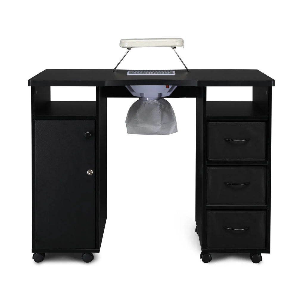 Rolling Manicure Table with Built-In Fan, Double Cabinet and 3 Drawers – image 16