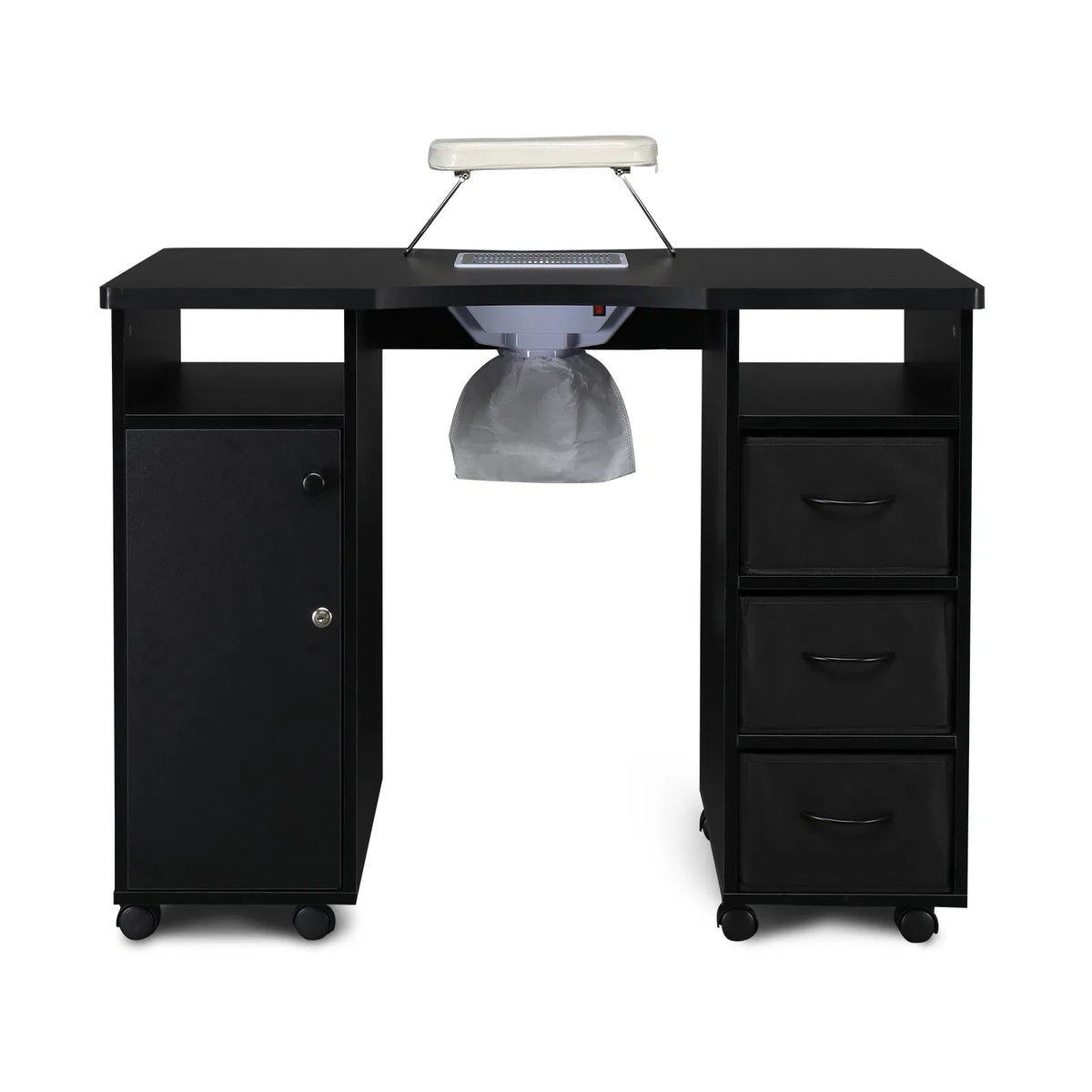 Rolling Manicure Table with Built-In Fan, Double Cabinet and 3 Drawers – image 16