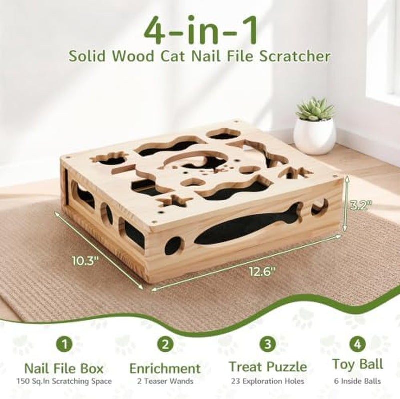 Cat Nail File Scratcher Box with Teaser Wands & Bell Balls – image 2