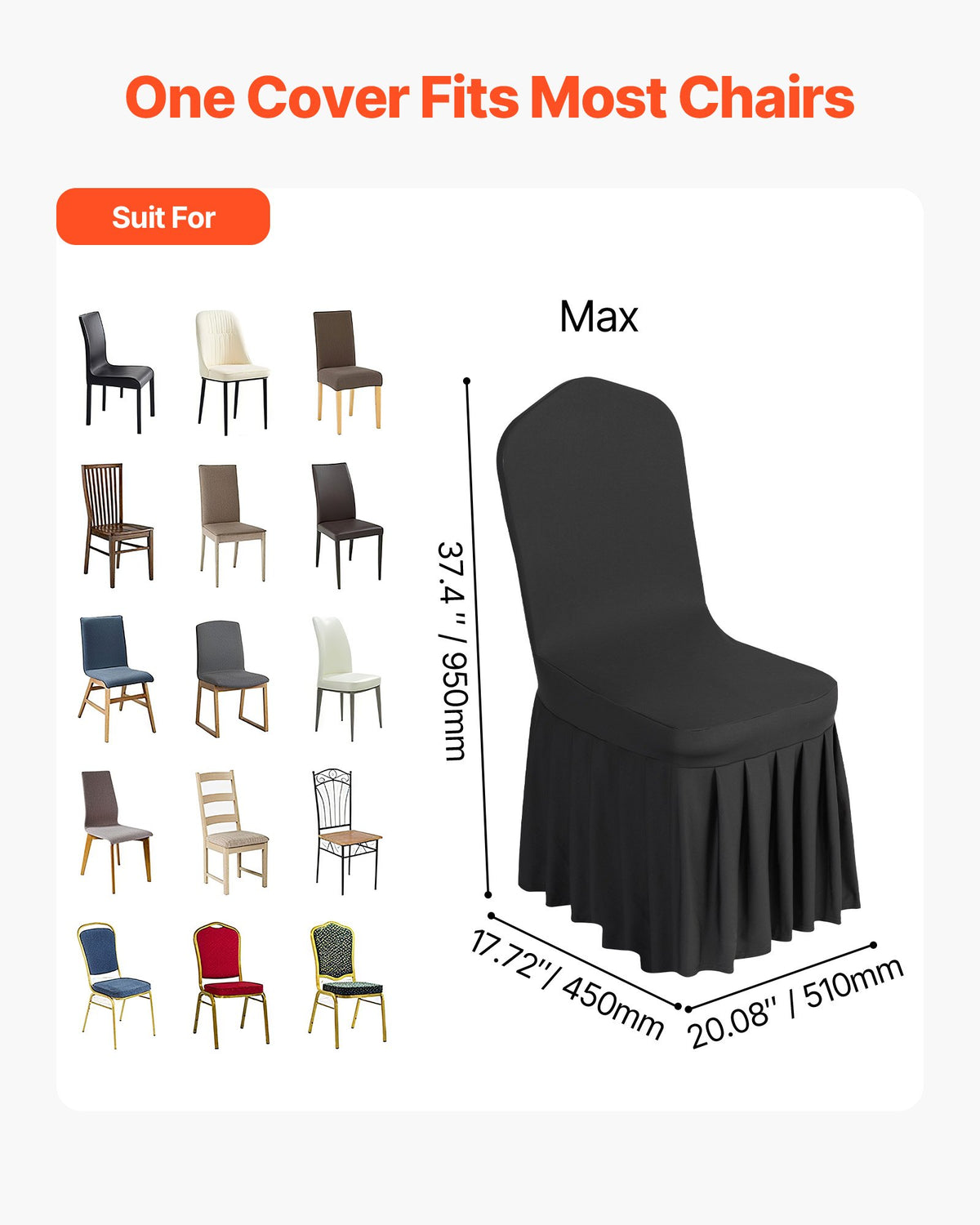 Black Stretch Spandex Chair Covers for Events, 30 Pack – image 4