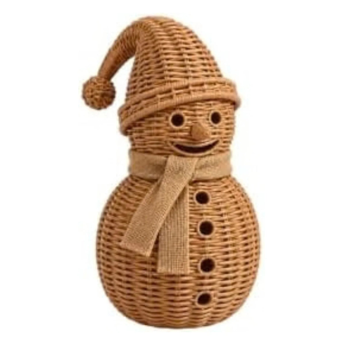 Rattan Snowman Figurine, Lighted Wicker Candle Holder 12 in – image 2