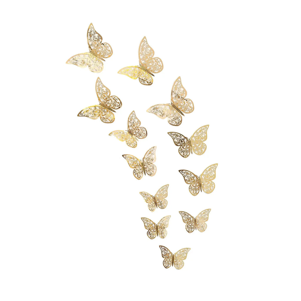 3D Metal Butterfly Wall Decor 12 Pack - Party & Room Decorations