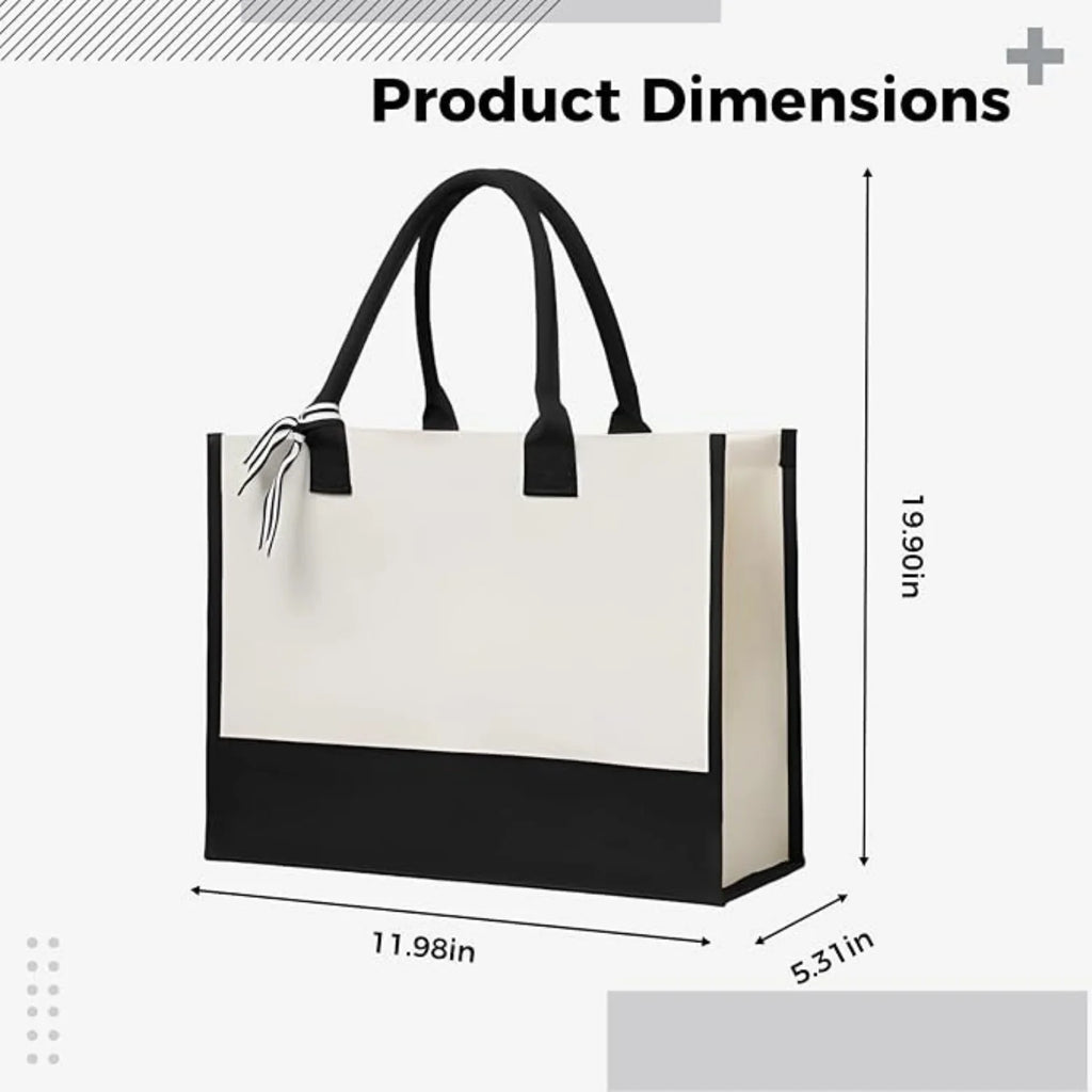 Canvas Tote Bag, Large Blue Floral Shoulder Bag for Women – image 2