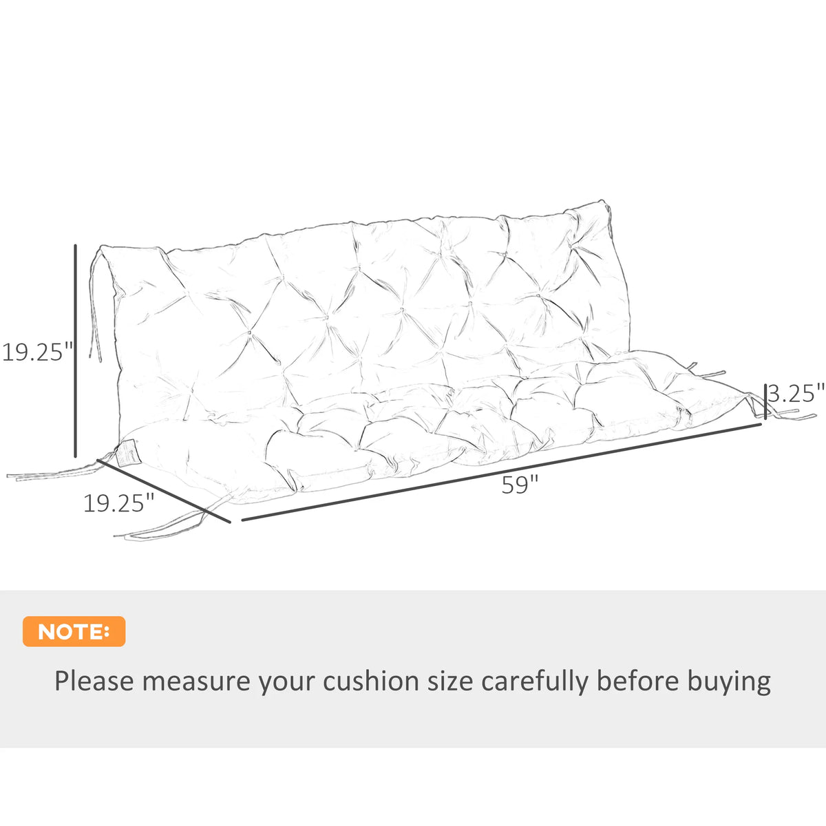 3-Seater Swing Bench Replacement Cushion with Backrest, Dark Grey – image 2