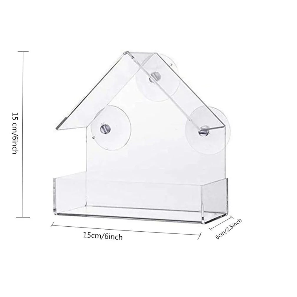 Window Bird Feeder - Clear Acrylic with Suction Cups