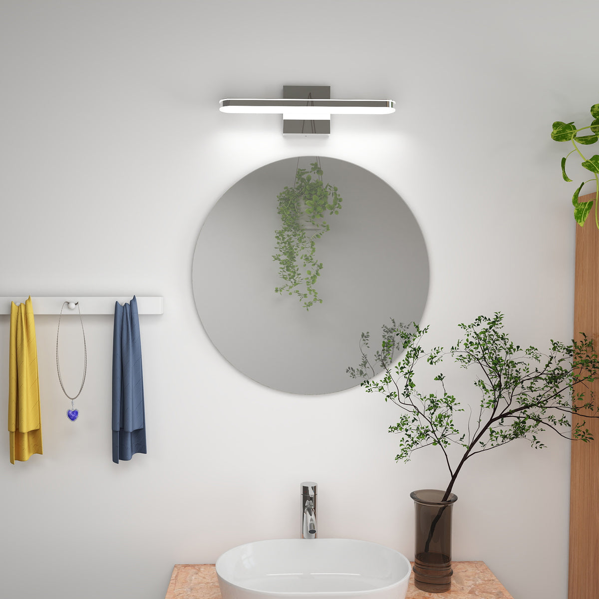 Dimmable Chrome LED Bathroom Light Bar 16 Inch over Mirror