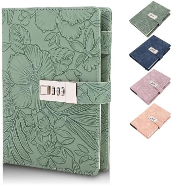 Lock Journal – Embossed PU Leather Diary with Combination Lock & Pen